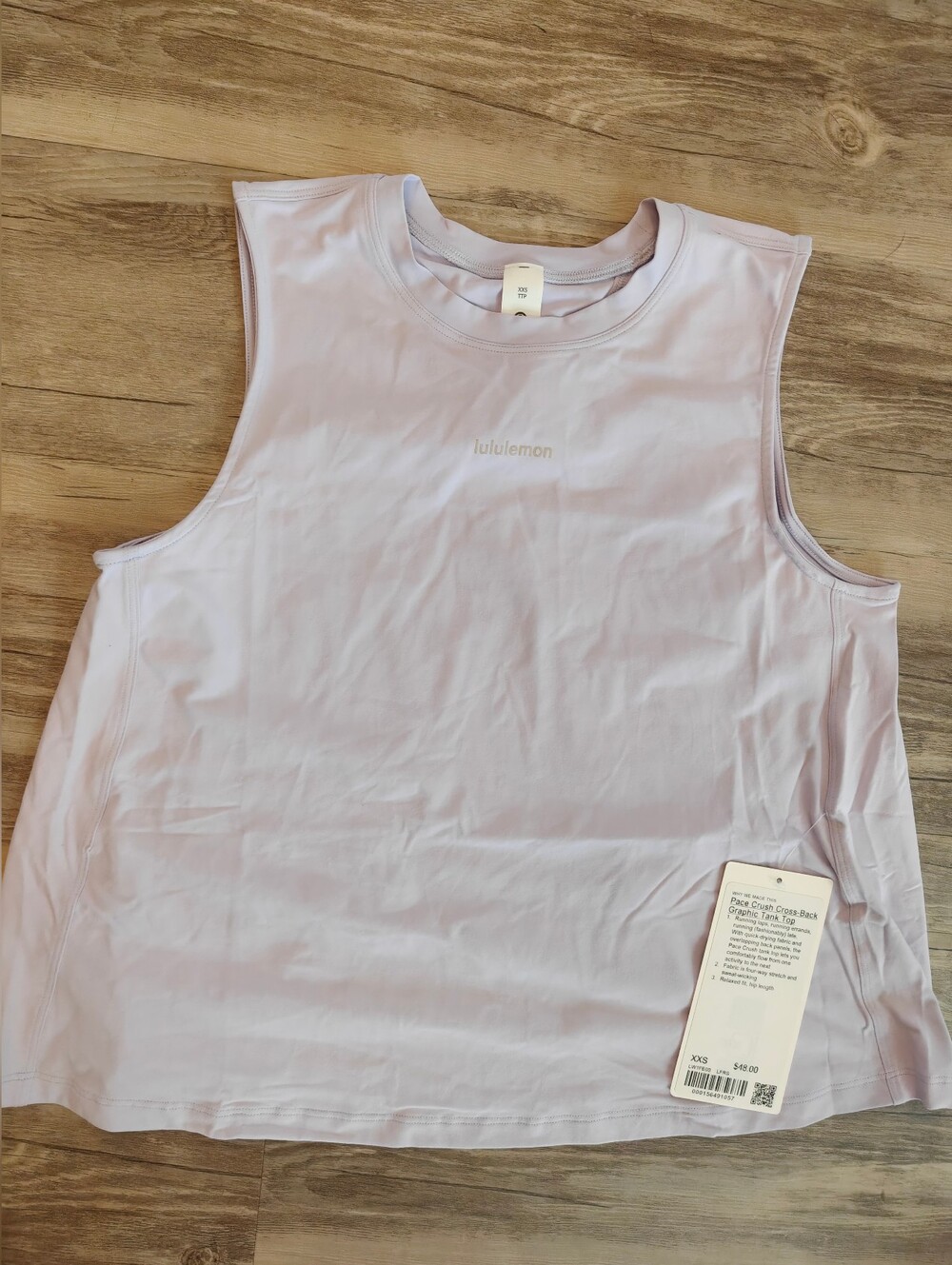 Lululemon Pace Crush Cross-Back Graphic Tank Top XXS Lavender Frost Nwt